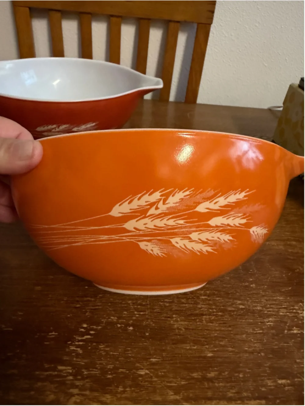 Vintage Pyrex Autumn Harvest Wheat Cinderella Mixing Bowl Set 444 443 442 -MS